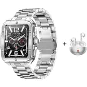 Swiss Military Alps 2 1.85″ Display Smartwatch with Victor 3 Wireless Earbuds - Silver