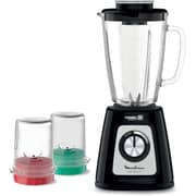 Moulinex Blendforce Blender, 800 W, Glass Jar 1.75 Liters, Grinder and Grater, Black - LM4358EG