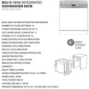 BOJ Built in Semi Integrated Dishwasher BDC-125SI