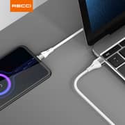 كابل شحن سريع Recci بطول 100 سم، أبيض - RS11C