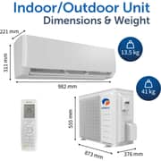 Gree 1.5 Ton Split Air Conditioner with Rotary Compressor PULAR-R18C3, 3D Air Flow, R410A, Turbo Mode, I-Feel Function, Gold Fin