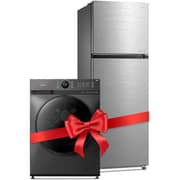 Midea Front Load Washer 12 kg MF200W120WBT + MDRT645MTE46D Top Mount Refrigerator 645 Litres Silver
