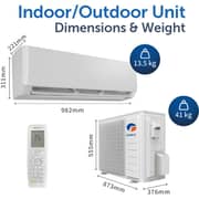 Gree 1.0 Ton Split Air Conditioner with Rotary Compressor PULAR-R12C3, 3D Air Flow, WIFI, Turbo Mode, I-Feel Function, Gold Fin
