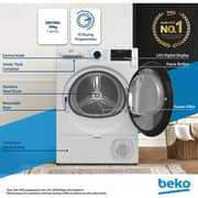 Beko 10kg Heat Pump Condenser Tumble Dryer, A++ Energy Efficiency, Optisense Sensor Drying, Reversible Door, White - DHP10W