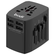 Budi 4 USB-A Travel Adapter Black