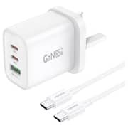 Foneng 3 Ports 65W GaN Wall Charger With USB-C to USB-C cable Cable(White)
