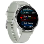 Garmin 010-02785-01 Venu 3s Smartwatch Silver Stainless Steel Bezel Sage Grey Case