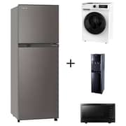 Toshiba Top Mount Refrigerator 231 Litres GRA33US-X + TW-H80S2A Front Load Washer 7 kg + RWF-W1615BU Bottom Load Water Dispenser + MM-EG34P Microwave Oven 34L