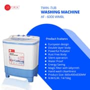 Afra Twin Tub Top Load Washing Machine 6 kg AF-6000WMBL