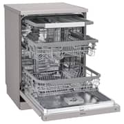 LG QuadWash Steam Dishwasher with 14 Place Settings, EasyRack Plus, Inverter Direct Drive, ThinQ, and Platinum Silver Finish – DFC435FP