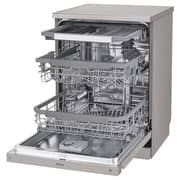 LG QuadWash Steam Dishwasher with 14 Place Settings, EasyRack Plus, Inverter Direct Drive, ThinQ, and Platinum Silver Finish – DFC435FP