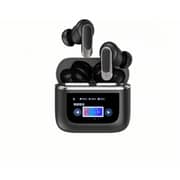 Glassology Vibez X-Pro Wireless Earbuds - Touch Display Smart Case, 6-Mic Noise Cancellation, Bluetooth 5.3, Immersive Sound - Black