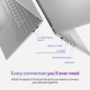 Asus Vivobook S 15 OLED (2024) Laptop - Snapdragon X Plus-X1P 42 100 / 15.6inch 3K / 1TB SSD / 16GB RAM / Shared Qualcomm Adreno Graphics / Windows 11 Home / English & Arabic Keyboard / Cool Silver / Middle East Version - [5507QA-MA007W]