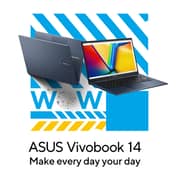 Asus Vivobook 14 (2024) Laptop - 13th Gen / Intel Core i7-1355U / 14inch FHD / 512GB SSD / 16GB RAM / Shared Intel Iris Xe Graphics / Windows 11 Home / English & Arabic Keyboard / Quiet Blue / Middle East Version - [X1404VA-NKI715WU]