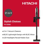 Hitachi PV-X90N Cordless Stick Vacuum Cleaner, 250W, 0.4L Dust Capacity, HEPA Filter, 40 min Runtime – White – PVX90NPWH