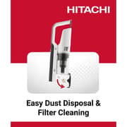 Hitachi PV-X90N Cordless Stick Vacuum Cleaner, 250W, 0.4L Dust Capacity, HEPA Filter, 40 min Runtime – White – PVX90NPWH
