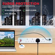 Honeywell 4 Out Surge Protector Master Switch 1.8m White