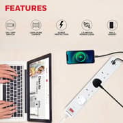 Honeywell 4 Out Surge Protector Master Switch 1.8m White