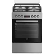 Beko 60x60cm Freestanding Combination Cooker, Gas Hob & Electric Oven, 4 Burners (1 Wok), 72L, Stainless Steel - FSM61330DXDSL