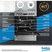 Beko 60x60cm Freestanding Combination Cooker, Gas Hob & Electric Oven, 4 Burners (1 Wok), 72L, Stainless Steel - FSM61330DXDSL