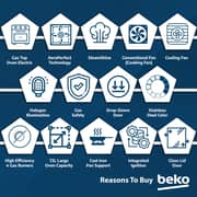 Beko 60x60cm Freestanding Combination Cooker, Gas Hob & Electric Oven, 4 Burners (1 Wok), 72L, Stainless Steel - FSM61330DXDSL