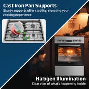 Beko 60x60cm Freestanding Combination Cooker, Gas Hob & Electric Oven, 4 Burners (1 Wok), 72L, Stainless Steel - FSM61330DXDSL
