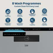 Beko Freestanding Dishwasher, 15 Place Settings, 8 Programs, A++ Energy Rating, Stainless Steel - BDEN38523XQ
