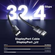 Ugreen DisplayPort 1.4 M/M Braided Cable 8K 2m Black