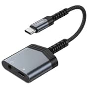 Recci 2-in-1 Type-C to 3.5mm Audio & 60W PD Charging Adapter – Grey – RDS-A19