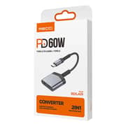 Recci 2-in-1 Type-C to 3.5mm Audio & 60W PD Charging Adapter – Grey – RDS-A19