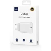 WIWU Quick Series 20W PD Fast Wall Charging Adapter Type-C Port With Type-C to Lightning Cable - White - Wi-U001