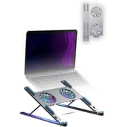 Glassology Foldable Laptop Stand with Built-in Cooling Fan, Portable, Ergonomic & Adjustable Design