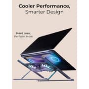 Glassology Foldable Laptop Stand with Built-in Cooling Fan, Portable, Ergonomic & Adjustable Design