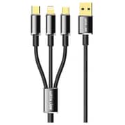 Green Lion 3-in-1 USB-A To USB-C + Lightning + Micro Cable 1m Black