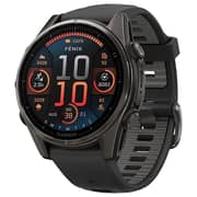 Garmin Fenix 8 AMOLED 43mm Smartwatch Sapphire Carbon Gray DLC Titanium With Black/Pebble Gray Silicone 010-02903-21