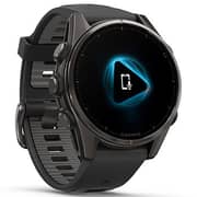 Garmin Fenix 8 AMOLED 43mm Smartwatch Sapphire Carbon Gray DLC Titanium With Black/Pebble Gray Silicone 010-02903-21
