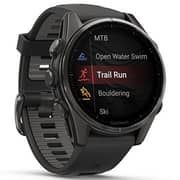 Garmin Fenix 8 AMOLED 43mm Smartwatch Sapphire Carbon Gray DLC Titanium With Black/Pebble Gray Silicone 010-02903-21
