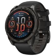 Garmin Fenix 8 AMOLED 47mm Smartwatch Sapphire Carbon Gray DLC Titanium With Black/Pebble Gray Silicone