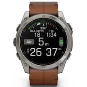 Garmin Fenix 8 AMOLED 51mm Smartwatch Sapphire Bare Titanium Black With Chestnut Leather Band Plus Graphite Silicone Band 010-02905-40