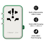 Momax 1 World Travel Adaptor Green
