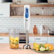 Braun Hand Blender with Beaker 600ml, 600 Watt, White and Blue - MQ20001MWH