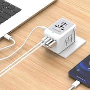 Travelmall 70W Universal Travel Adapter with USB HUB Feature, 5xUSB Ports (3xUSB-C, 2xUSB-A) White
