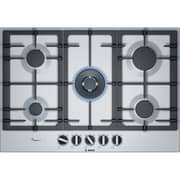 Bosch Series 6 built-in Gas hob 75 cm, 5 Burners - Cast iron with rubber feet Stainless steel,- PCQ7A5B90