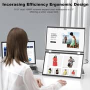 V2COM M2 FHD Folding Laptop Monitor Extender Triple Screen 15.6inch