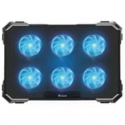 Standard ICE06N Gaming Laptop Cooling Pad Stand – 6x Blue Led Fans – Iron Mesh – 2 x USB – Support 12 UP to 17 Inch | Black
