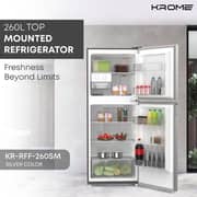 Krome Top Mount Refrigerator 260 Litres KR-RFF260SM 
