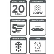 Black + Decker Microwave Oven, 20 Liters, 700W, MZ2005P-B5