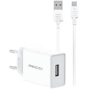 Recci Travel Wall Charger 2A USB-A with Type-C Cable – White – RC-58EC