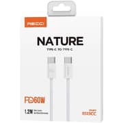 Recci Nature Braided Cable Type-C to Type-C 1.2M 60W PD – White – RS13CC