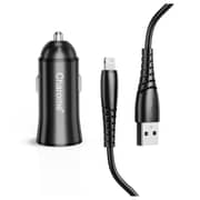 Charome Dual Port Car Charger With Lightning Cable 1m Black
